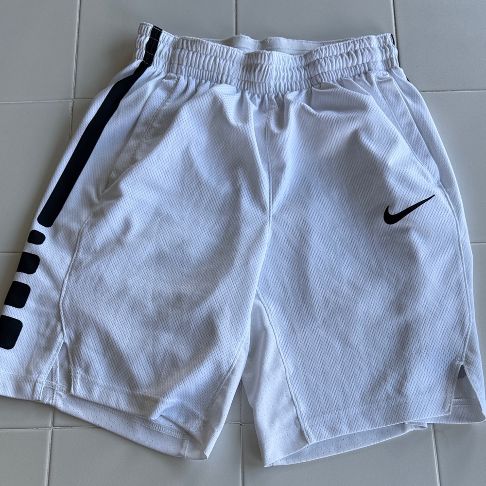 Nike Men's White and Black Athletic Shorts